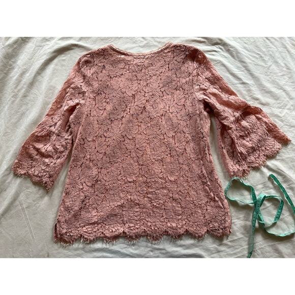 Isaac Mizrahi Live! Lace Bell Sleeve Tunic Top | Size L | Blush Pink - Picture 6 of 6